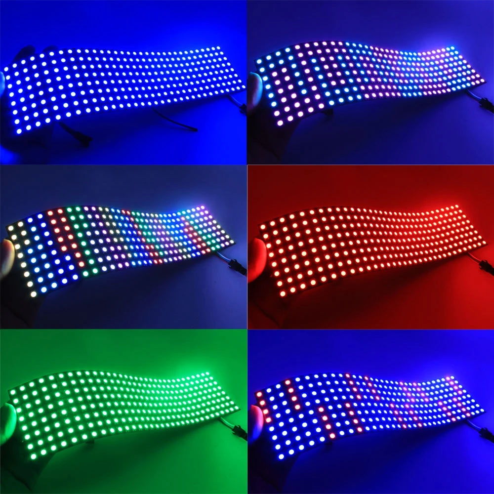 1-10Pcs WS2812B RGB Flexible 4X12 8X8 16x16 8x32 Pixel Led Panel Matrix Screen Module WS2812 Individually Addressable IC DC5V