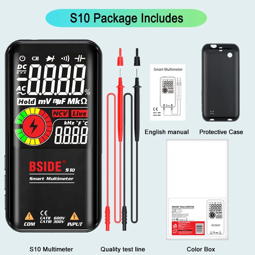 BSIDE Digital Multimeter Smart Electrician Tester USB Charge T-RMS DC AC Voltage Capacitance Ohm Hz NCV Professional Multitester