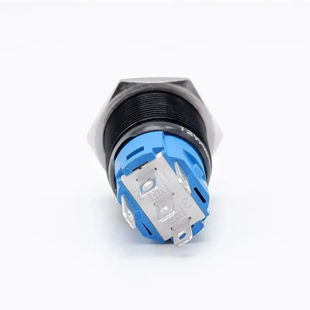 Black Latching Push Button Switch 16/19/22mm with Led Light Waterproof Illuminated  ON OFF Metal Momentary 5V 12V 220V Red Blue