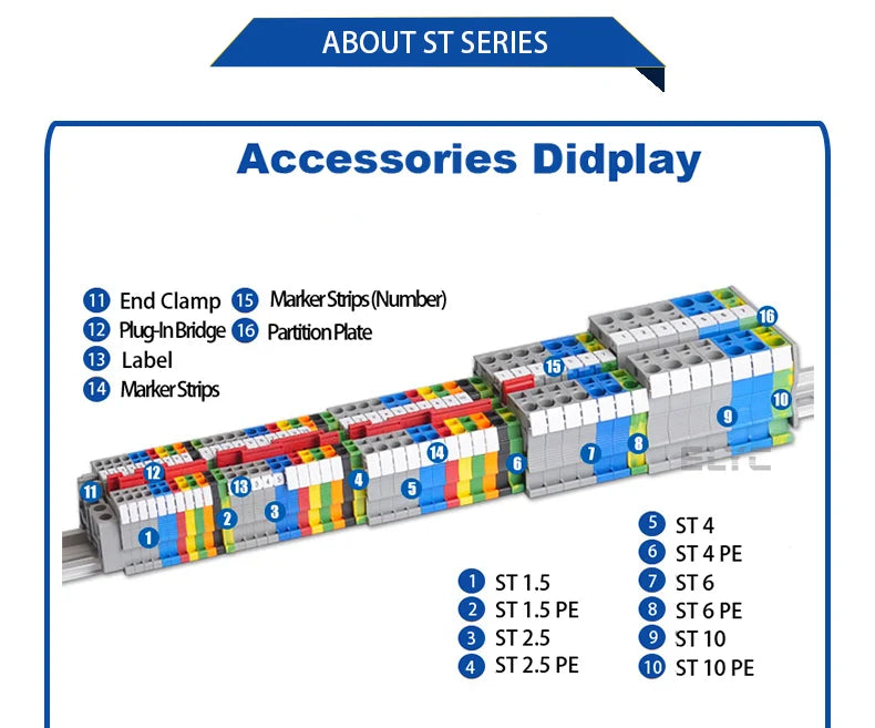 20PCS ST PT Series End Barrier Plate 1.5/2.5/4/6/10 Wire Electrical Connector Din Rail Terminal Block Accessories End Cover