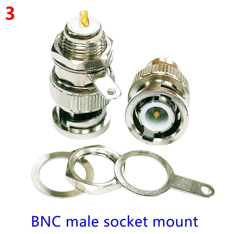 2-10Pcs Q9 BNC Male Female Socket Mount Welding Insulation Solder Connector Chassis Panel Mount Antenna Coax Fast Delivery Brass