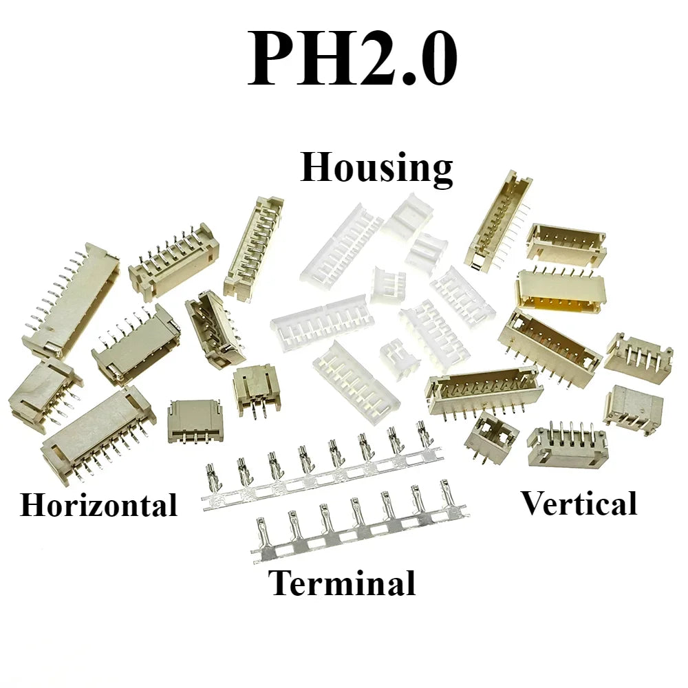 10sets Sh1.0 Jst1.25 Ph2.0 Xh2.54 Sh/jst/zh/ph/xh Horizontal / Vertical Smd Pin Header + Housing + Terminal Set 2.54mm