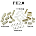 10sets Sh1.0 Jst1.25 Ph2.0 Xh2.54 Sh/jst/zh/ph/xh Horizontal / Vertical Smd Pin Header + Housing + Terminal Set 2.54mm