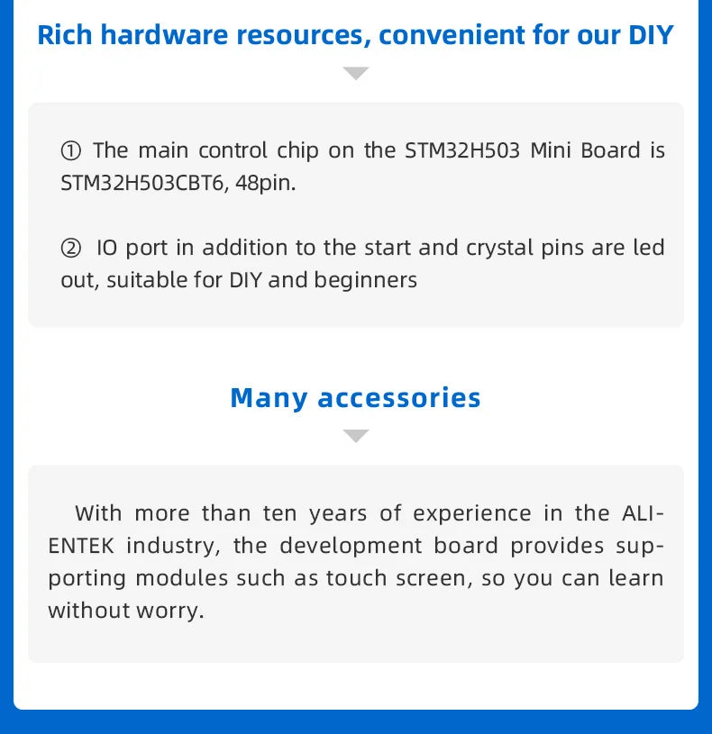 STM32H503CBT6 STM32F103C8T6 ARM STM32 Minimum System Development Board English Tutorial README Explanation