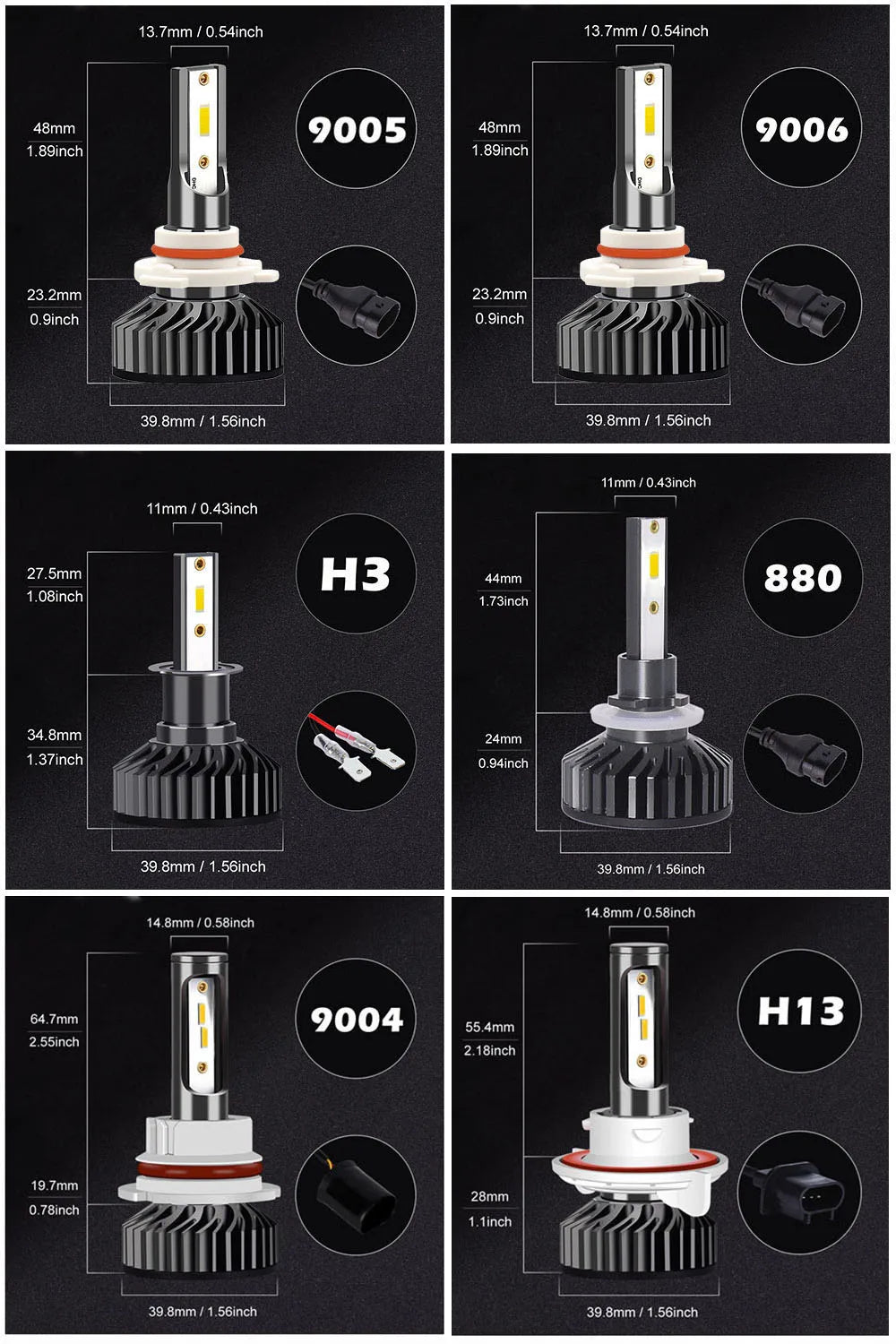 Infitary H7 H4 LED Car Headlight Canbus H11 H1 9005 9006 Headlamp 1860 Chip Vehicle Lamp HB3 HB4 Light 6500K White Bulb for Auto