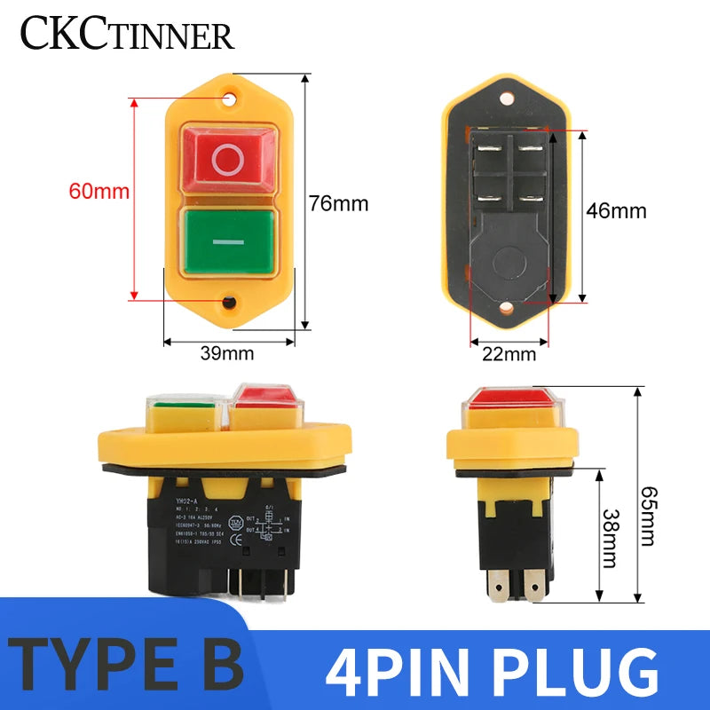 YH02A Electromagnetic Starter Push Button Switches Machine Tool Equipment IP55 Waterproof Safety Witch 28A Replace KLD28A KJD17A