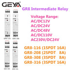 GEYA GR8-208 Auxiliary Relay Intermediate Switch 8A 2SPDT 12V 24V 48V 110V 220V RELAYS Din Rail Module