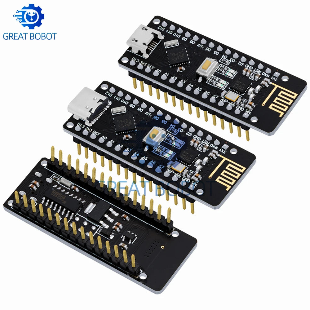 RF-Nano for Arduino Nano V3.0, Micro USB Nano Board ATmega328P QFN32 5V 16M CH340, Integrate NRF24l01+2.4G wireless