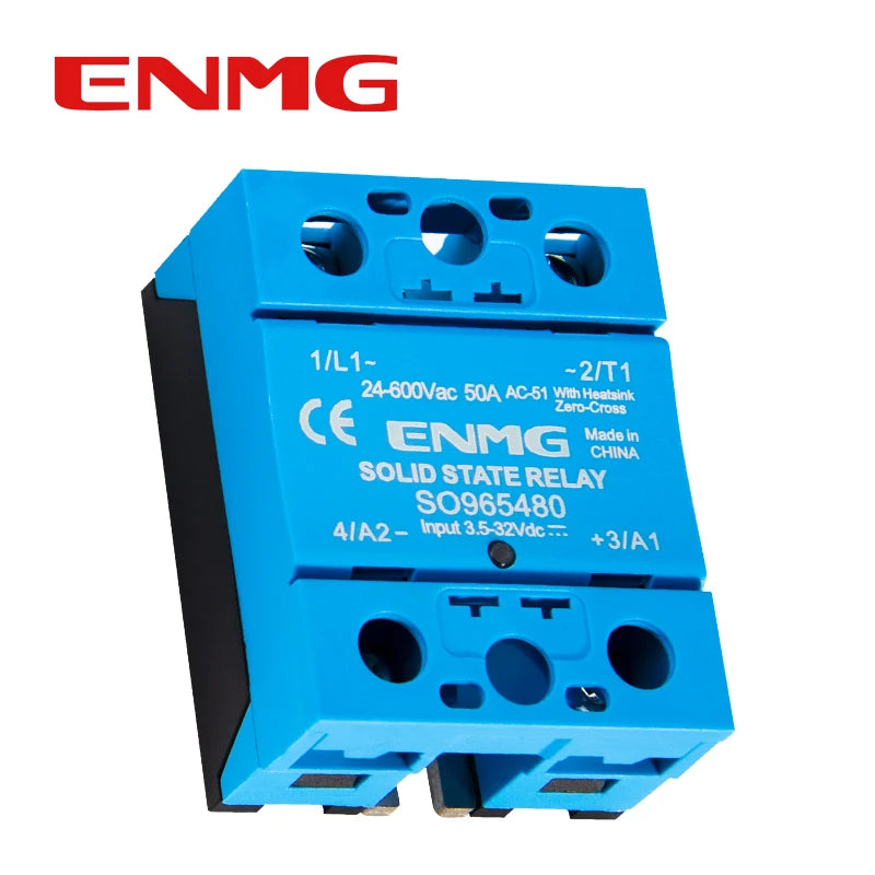 ENMG Single Phase Solid State Relay 12-24VDC Control AC Small SSR Non-Contact Contactor SO9496 Flame Retardant Optical Isolation