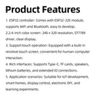 ESP32 2.4-Inch Capacitive Touch Display Wifi Bluetooth Development Board 240 x 320 Resolution Development Board CH340 Type C