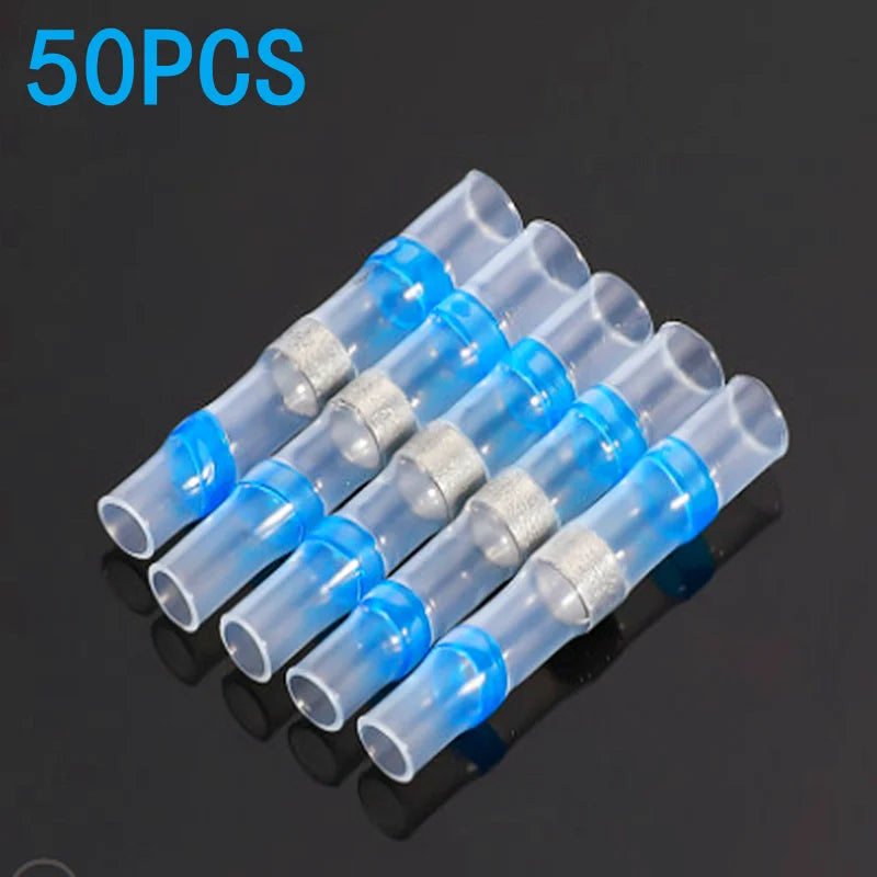 50/100pcs,Soldering Thermal Casing,Waterproof,Solder Seal Heat Shrink Butt Wire Connectors Terminals Electrical Copper with Glue