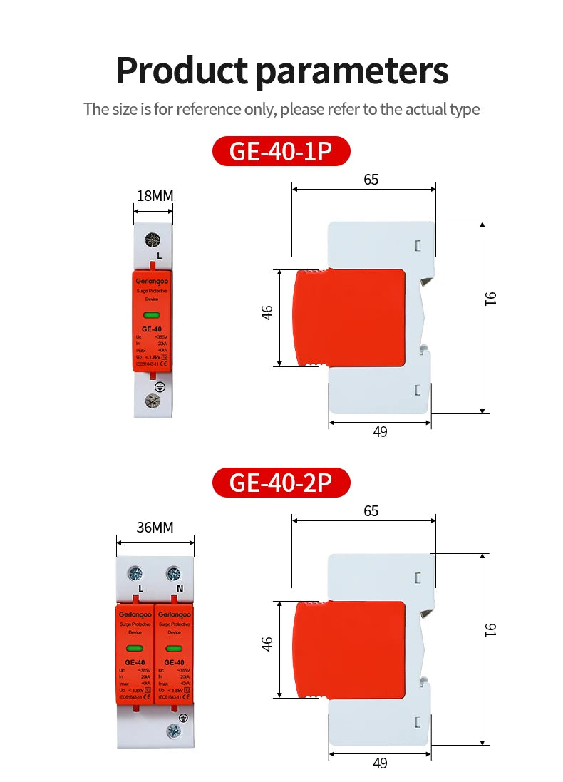 House Lightning Surge Protector AC SPD 1P 2P 3P 4P 40KA 60KA 220V 385V AC Protective Low-voltage Arrester Device ﻿