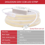 Wifi Bluetooth COB LED Neon Strip Light Wall Touch 23key Remote Control 220V Dimmer Power Kit 5m 10m 20m 0.5m 240LED/m Flex Lamp