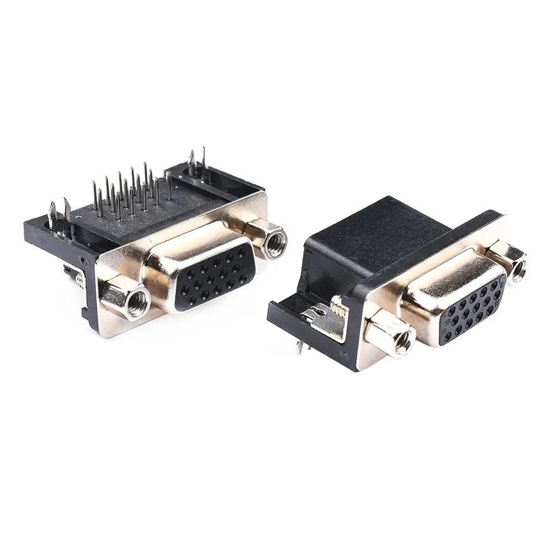 5/10PCS DR15 Female PCB Mount D-Sub 15 Pin VGA Type 8.89 PCB Connector 3 Rows 90-Degree Bent Needle DB15