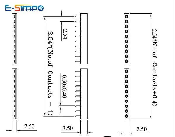 20pair 2.54mm PH3.5 Single Row Low Profile Straight 1x2/3/4/5/8/10P Rohs Goldplate PCB Female + Male Pin Header Socket Connector