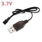 5V to 3.7/4.8/6/7.2/8.4/9.6V250mA Battery USB Power Charger Cable SM 2P Forward Plug for Remote Control Boat Car USB Charger Toy