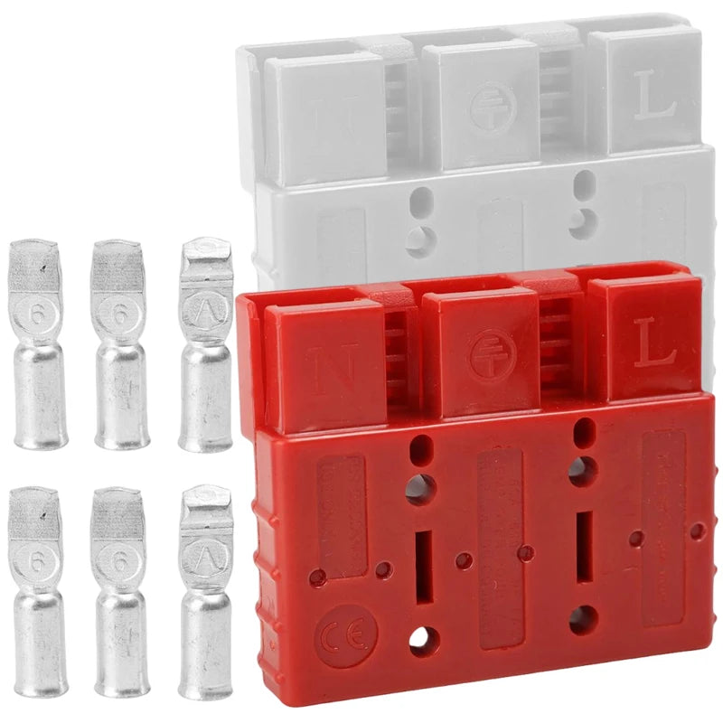 For Connector Plugs 50A Cable Kit Suitable for Anderson Plugs 50A Forklift Battery Charging 3-Pole Plug Battery Connection Cable