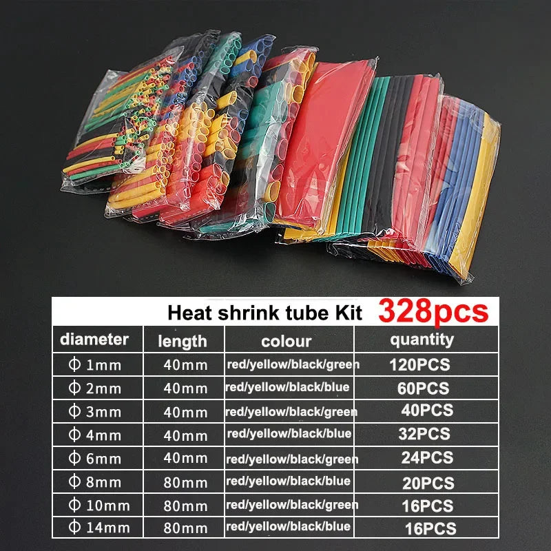 Heat Shrink Tubing Thermoresistant Tube Heat Shrink Wrapping Kit 2:1 Insulation Wire Cable Kit ,For Electrical Wiring and Repair