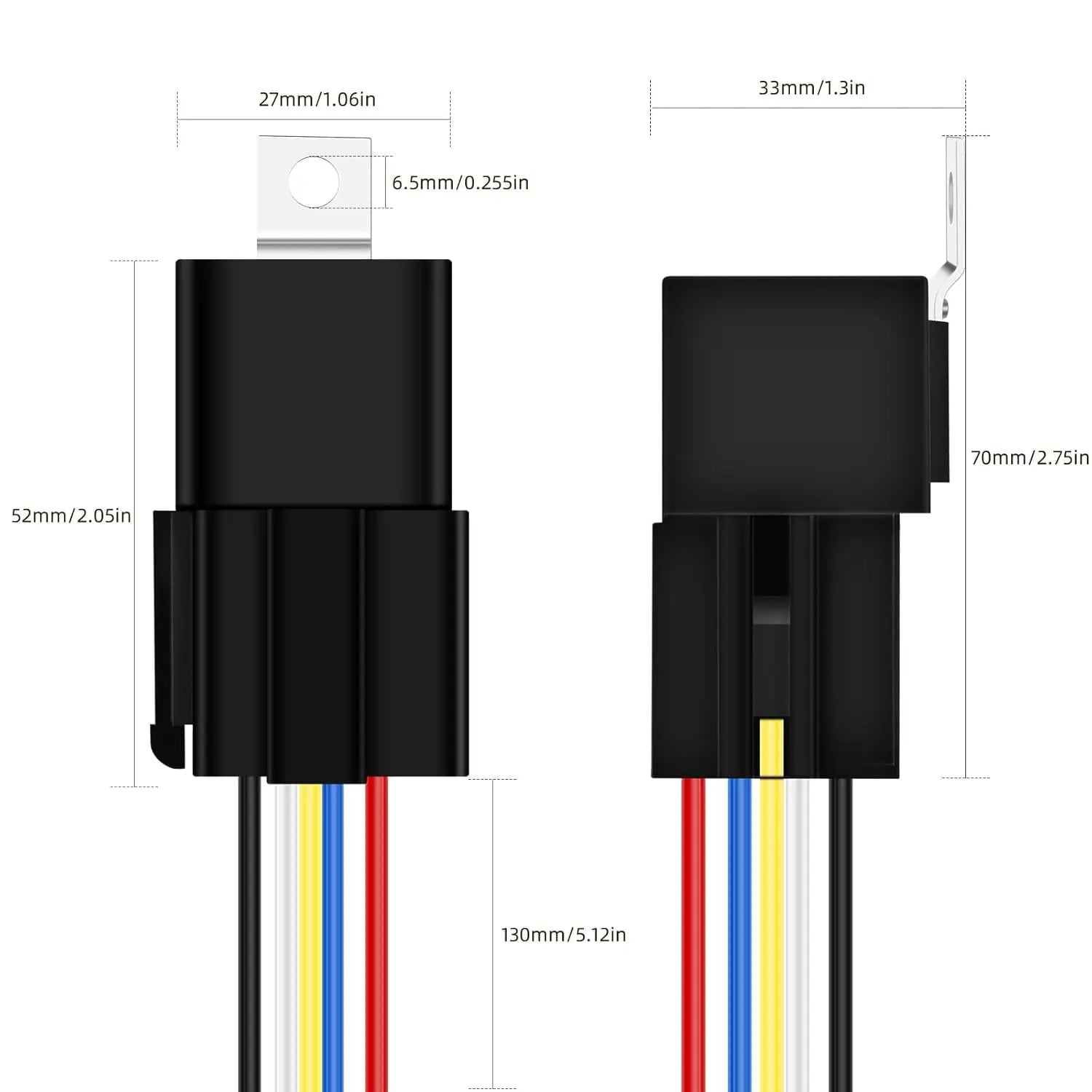 5 PIN 12V Relay with Harness, 40AMP 12 Volt Relay Automotive Relays with Relay Socket and Wiring Harness, SPDT Relay Switch