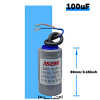 CD60 P2 250V AC 50/60Hz Starting Capacitor Startup Aluminum Shell Paper Core 75uF 100uF 150uF 200uF 250uF 300uF