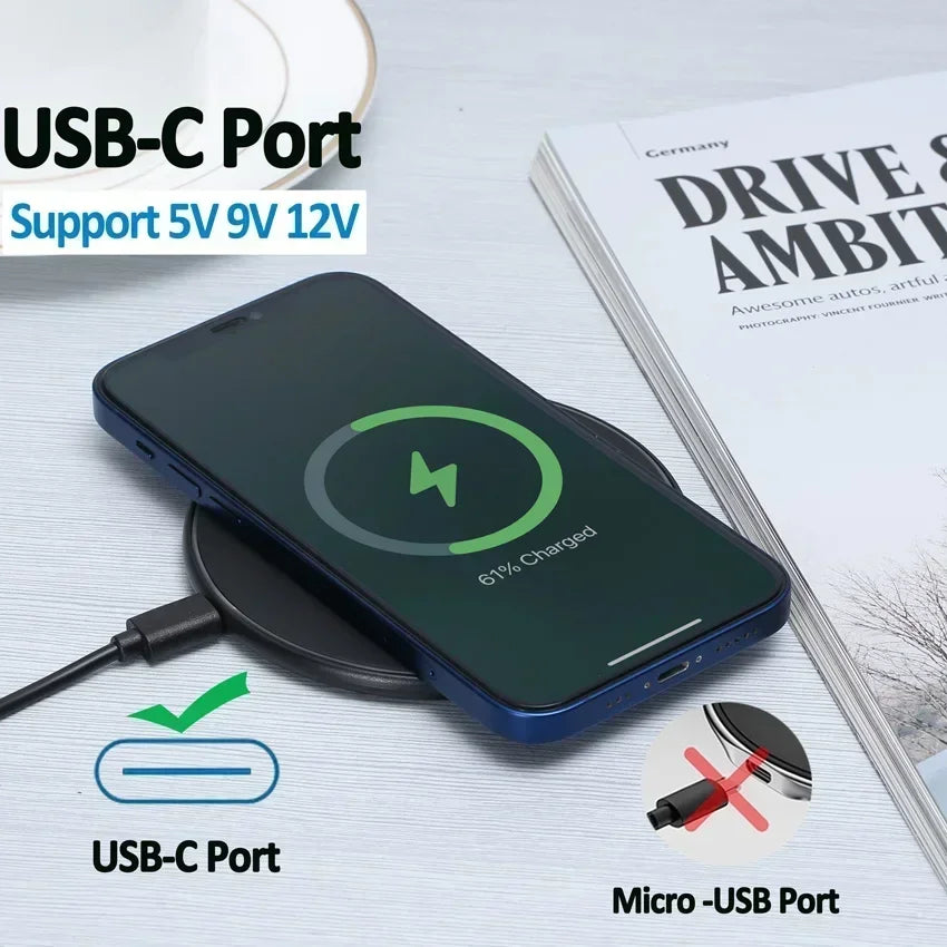 Wireless Charger For iPhone 17 16 15 14 13 Pro Max Induction Fast Charging Pad Dock Station For Samsung S25 S24 Xiaomi Huawei