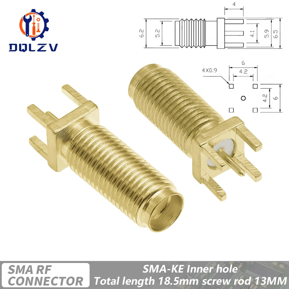 SMA Male Female Straight Connector 90 Degree Solder Edge PCB Straight Right angle Mount RF Copper Plug Socket