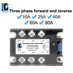 LCTC Three Phase Solid State Relay Forward and Reverse Control Relay DC Motor Stater 10A 25A 40A 60A 80A 10-30VDC 40-480VAC DA