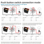 12V 19mm Warning LED Indicator Light Panel Metal Push Button Switch Lock and Momentary on Off with Dash LOGO Symbol