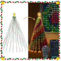 RGB Christmas Tree Waterfall Lights With Star Topper,APP Remote Control LED String Lights Multicolor Fairy Light Indoor Outdoor