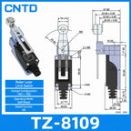2Pcs CNTD TZ‑8 Series Micro Limit Travel Switch IP65 Waterproof 1NO+1NC 10A 250VAC Industrial Mechanical Position Switch