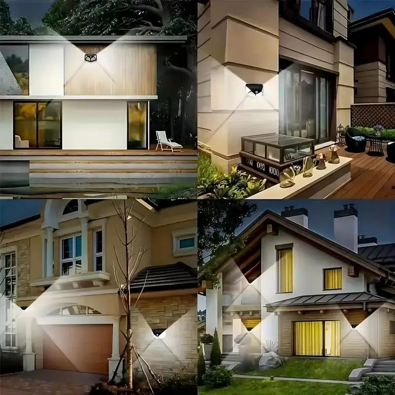 1-4PCS Solar LED Wall Light,100 LED Outdoor Motion Sensor Lights Waterproof Solar Wall Lamp for Garden Fence Yard Pathway Stairs