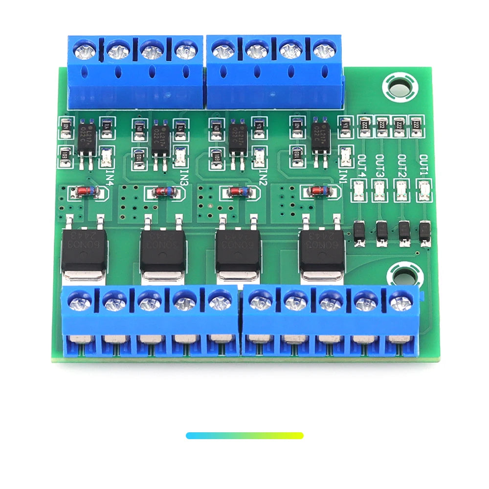 4 Way Mos Optocoupler Isolatie Module Pwm 3-20V 10A Foto-elektrische Isolator Houder Rail Plc Drive Motor Board