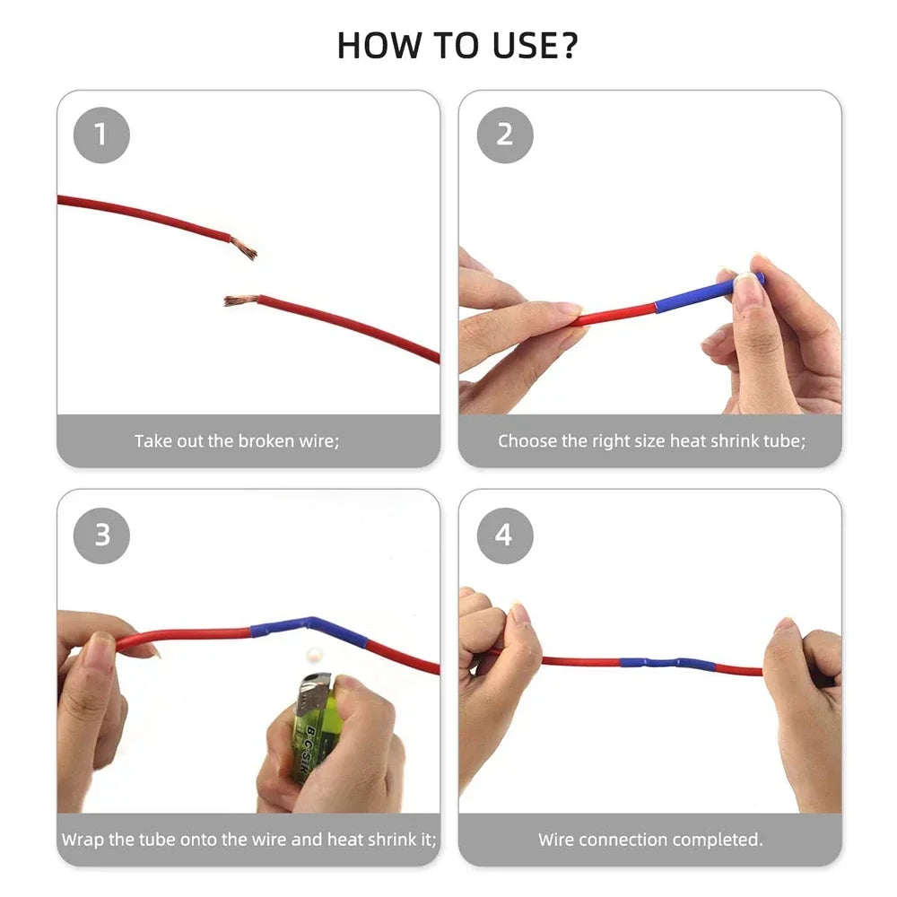 Heat Shrink Tubes Set Retractable Heat Pipe Electric Wire Sheath Thermoretractile Case Tube Line Bar Heat Shrink Tubing