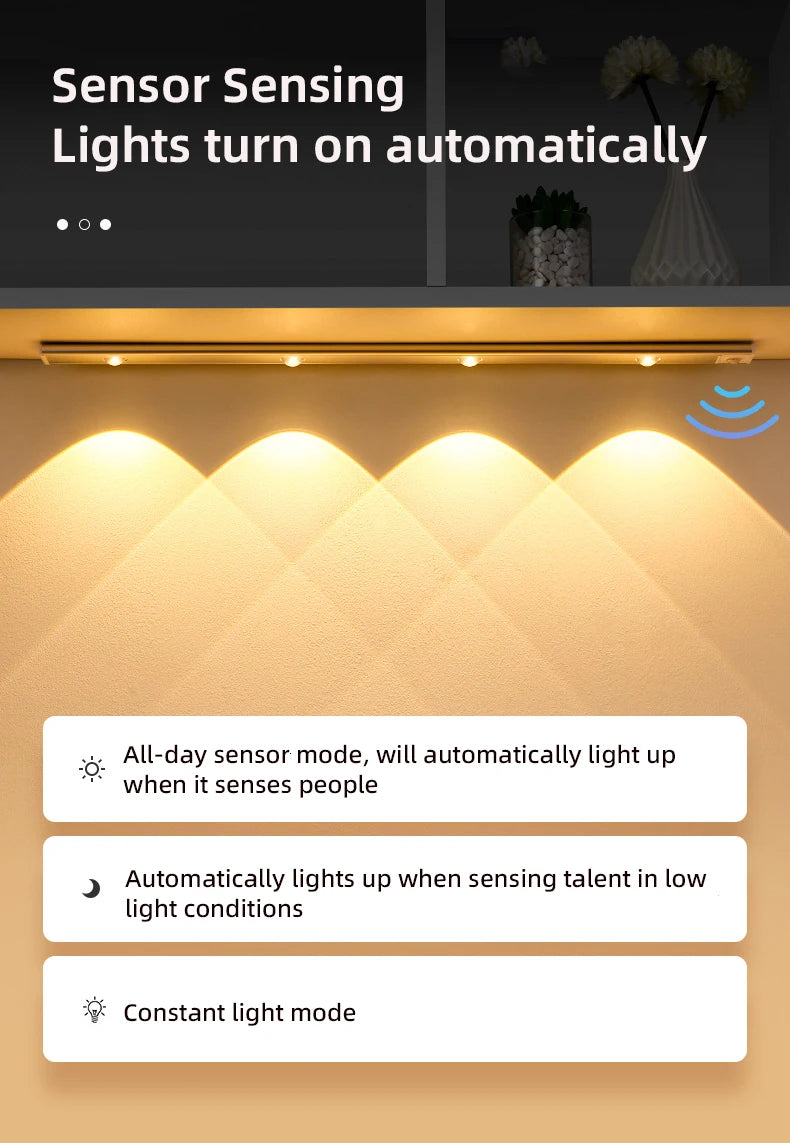 Night Light USB Motion Sensor Wireless Ultra Thin LED Wine cooler Light For Kitchen Cabinet Bedroom Wardrobe Cabinet Lighting