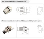 CAZN M8 Angled Male Back Mount Socket 3/4/5/6/8 Core Aviation Plug IP67/68 Waterproof Welding PCB Connector