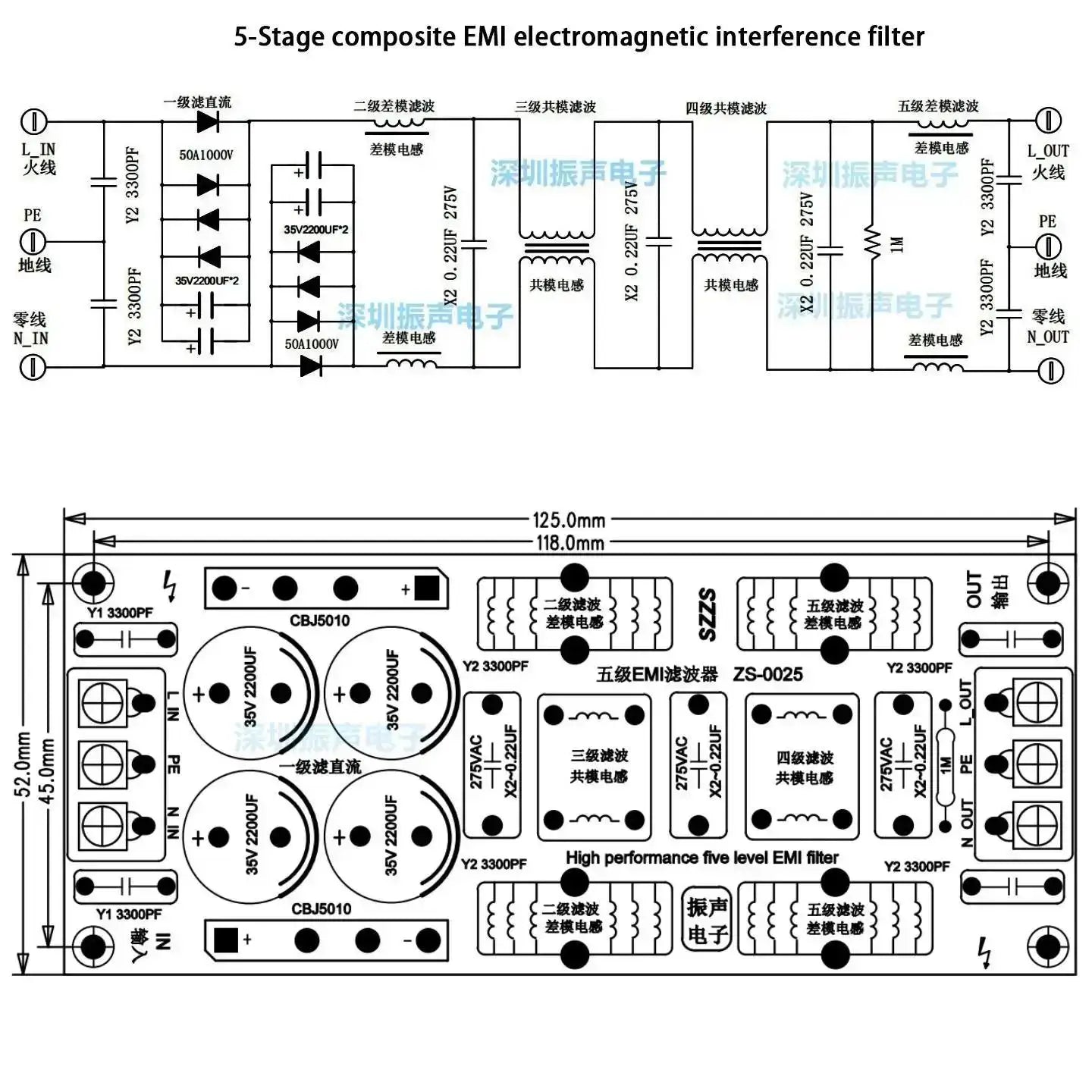 8A 10A 15A 5-Stage AC EMI POWER Filter AC EMC 110V 220V Purify Power DC Isolator Noise Audio Decoder DAC Amplifier Purification