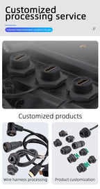 OEM/ODM RJ45 IP67/68 Waterproof Ethernet Aviation Round Connector Threaded Female PCB POE Network Cable socket