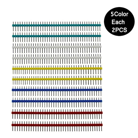 Hot Sale 40Pin 1x40 Single Row Male 2.54 Breakable Pin Header Connector Strip Colorful pin For Arduino Diy Kit