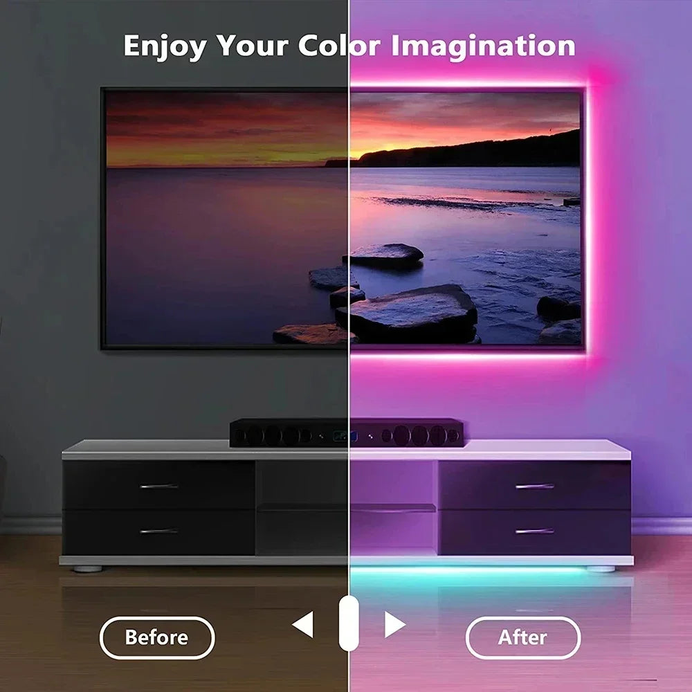 1-30M USB 5V LED Strip Lights With Bluetooth 24Keys Remote Control RGB Flexible Lamp Diode Tape For Room Decoration TV Backlight