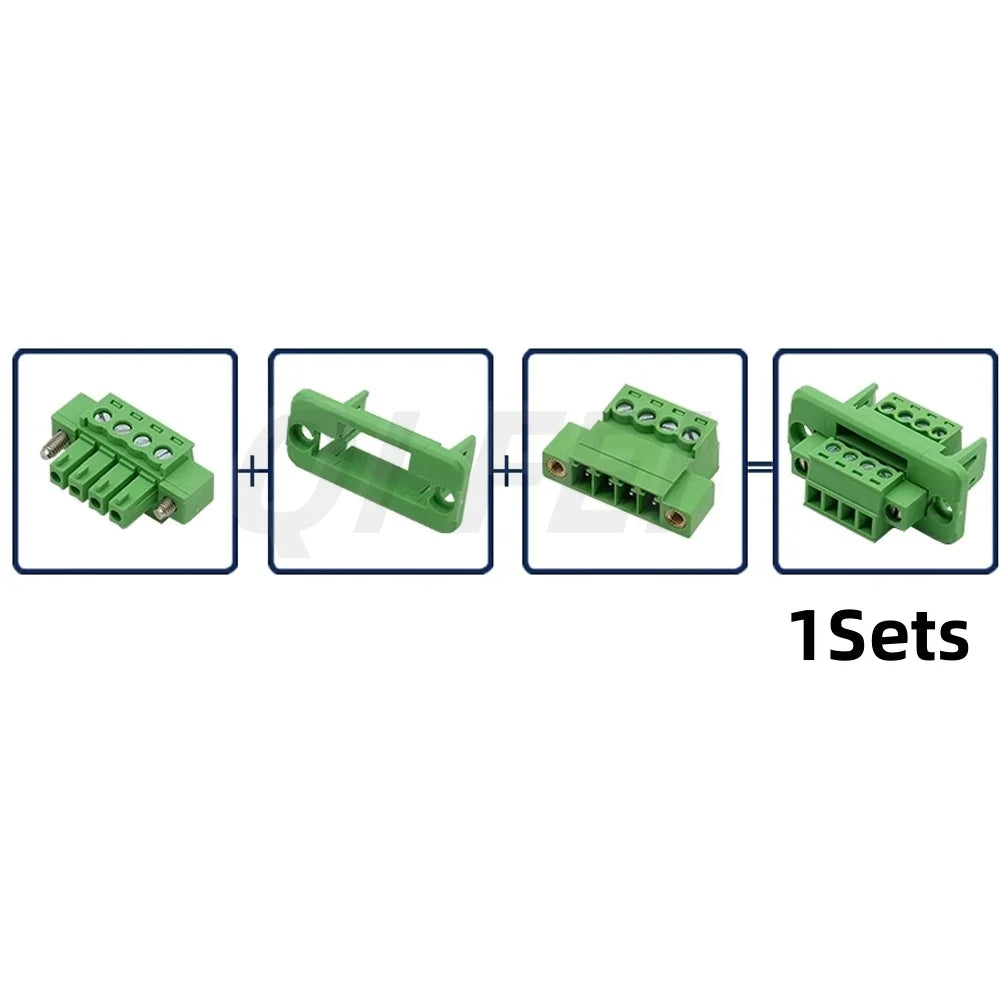 1sets 2EDGWC 3.81mm 5.08mm 3.5mm Pitch 15EDG Terminal Block Through-wall Welding-free Plug-in Type 2~24P with Flange Fixed Panel