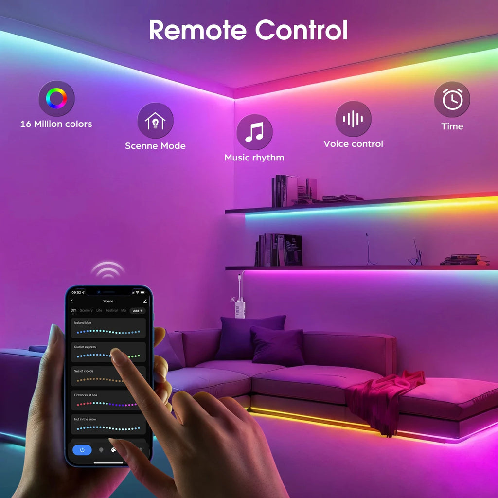 Tuya Smart WIFI RGBIC COB LED Strip Light Tape Addressable WS2811 IC Flexible RGB Neon LED Light 12V APPControl for Alexa Google