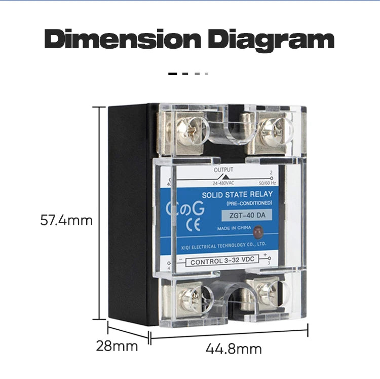 CG 1PCS Single-phase Solid State Relay Input 3-32VDC Output 24-480VAC DC to AC/DC to DC/AC to AC SSR 10/25/40A Module Relay