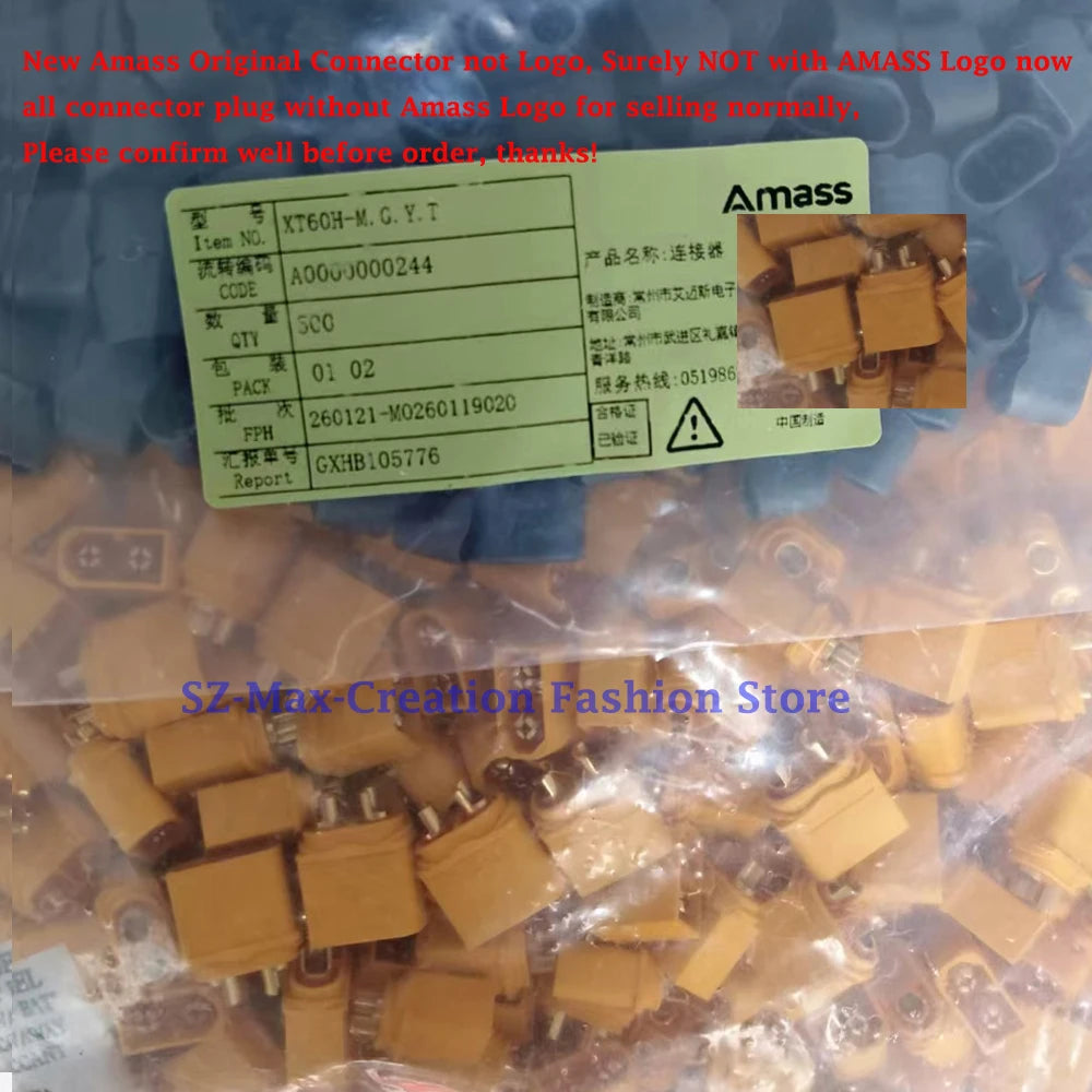 Original Amass XT90E-F Battery Connector XT90E Female Plug Gold-plated XT90 Mountable Connector Plug  Yellow Socket
