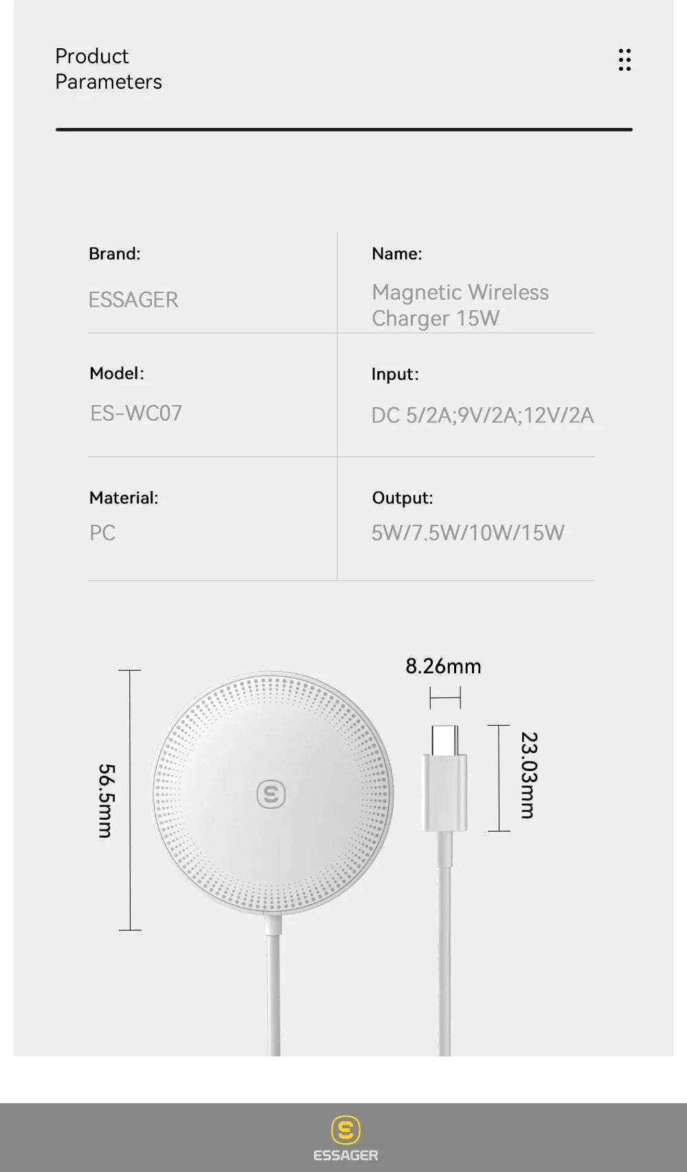 Essager 15W Magnetic Qi Wireless Chargers Fast Charging  for iPhone 14 13 12 Pro Max PD Fast Charging For Xiaomi Pad Adapter