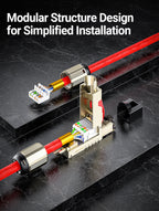 AMPCOM RJ45 Connector, CAT8 STP Tool Free Shielded Modular Plugs CAT7 CAT6A Zinc Alloy Field Termination Plug 40Gbps 2000Mhz