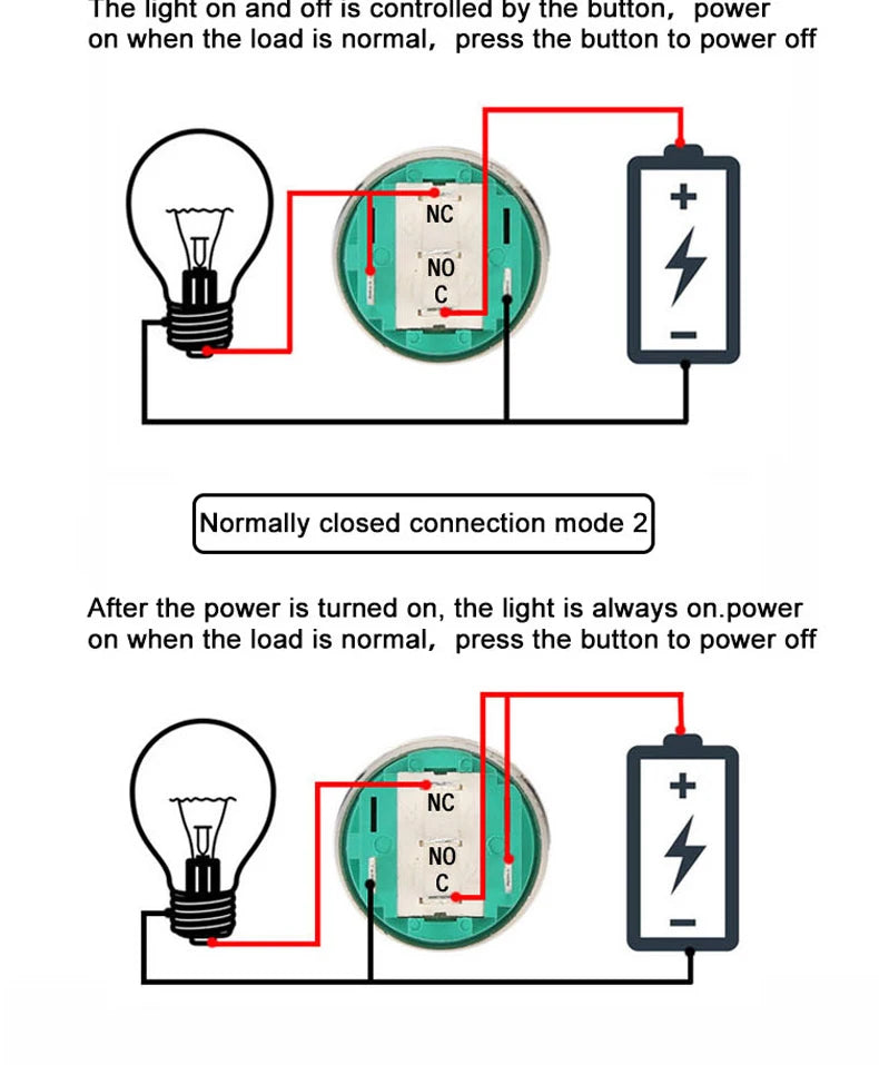 19MM LED Metal Button Switch Stainless Steel 1NO1NC Momentary Latching High Head Lamp Waterproof Button 12V 24V 220V