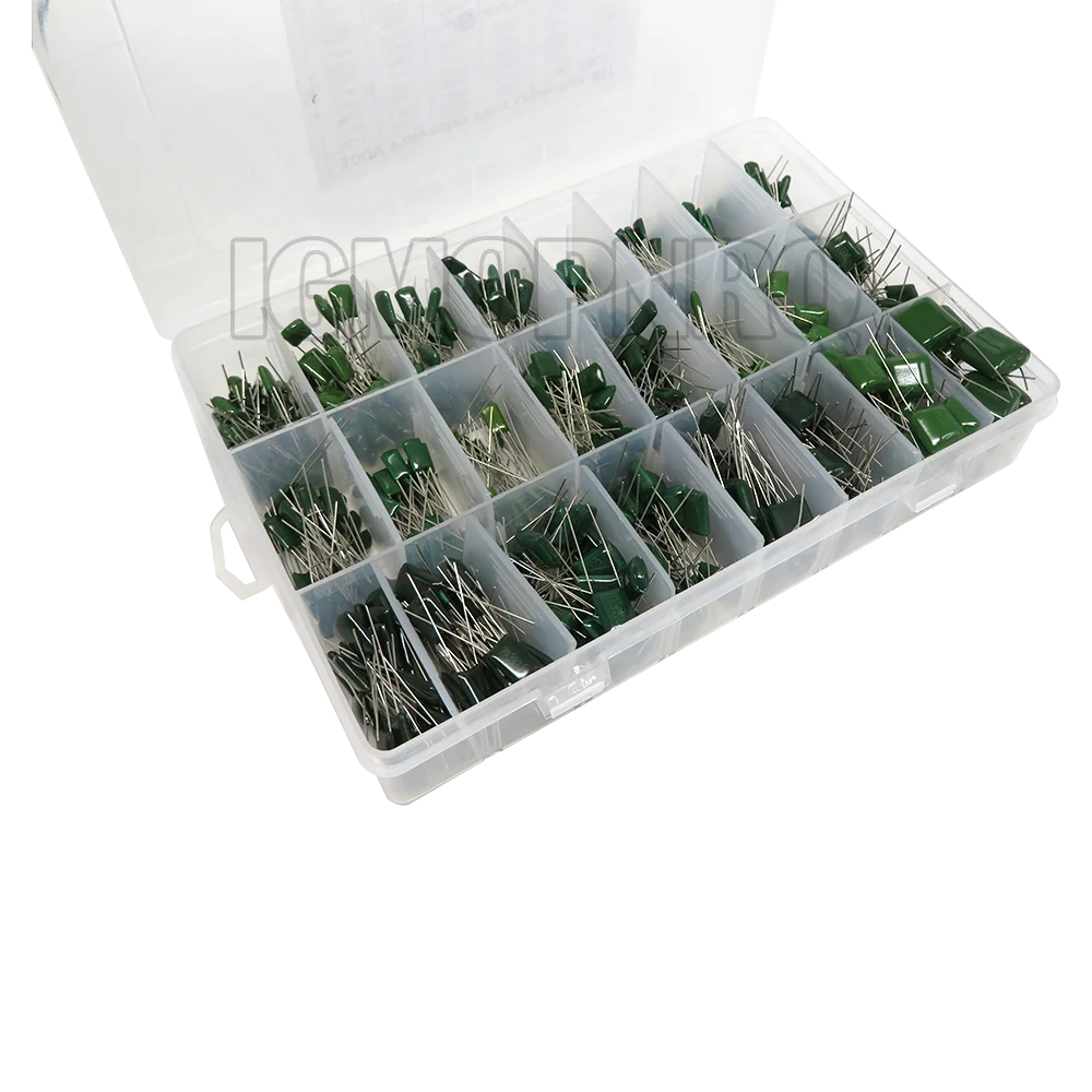 660PCS/lot 24Value Capacitor Kit 100V 2A221J To 2A474J Polyester Film Capacitor Assorted Kit 0.47nF 0.68nF 1nF 2.2nF Capacitors