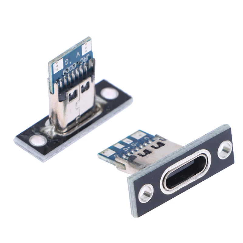 10pcs USB 3.1 Type C Socket With Screw Fixing Plate Type-C USB Jack 3.1 Type-C 2Pin 4Pin Female Connector Jack Charging Port
