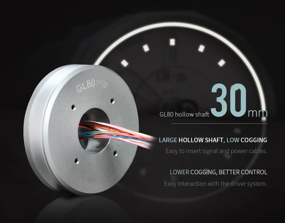 Cubermars GL80 BLDC Gimbal Motor with Hall Sensor Hollow Shaft Low Cogging Torque Low Noise for Camera Cinematic Gimbal System