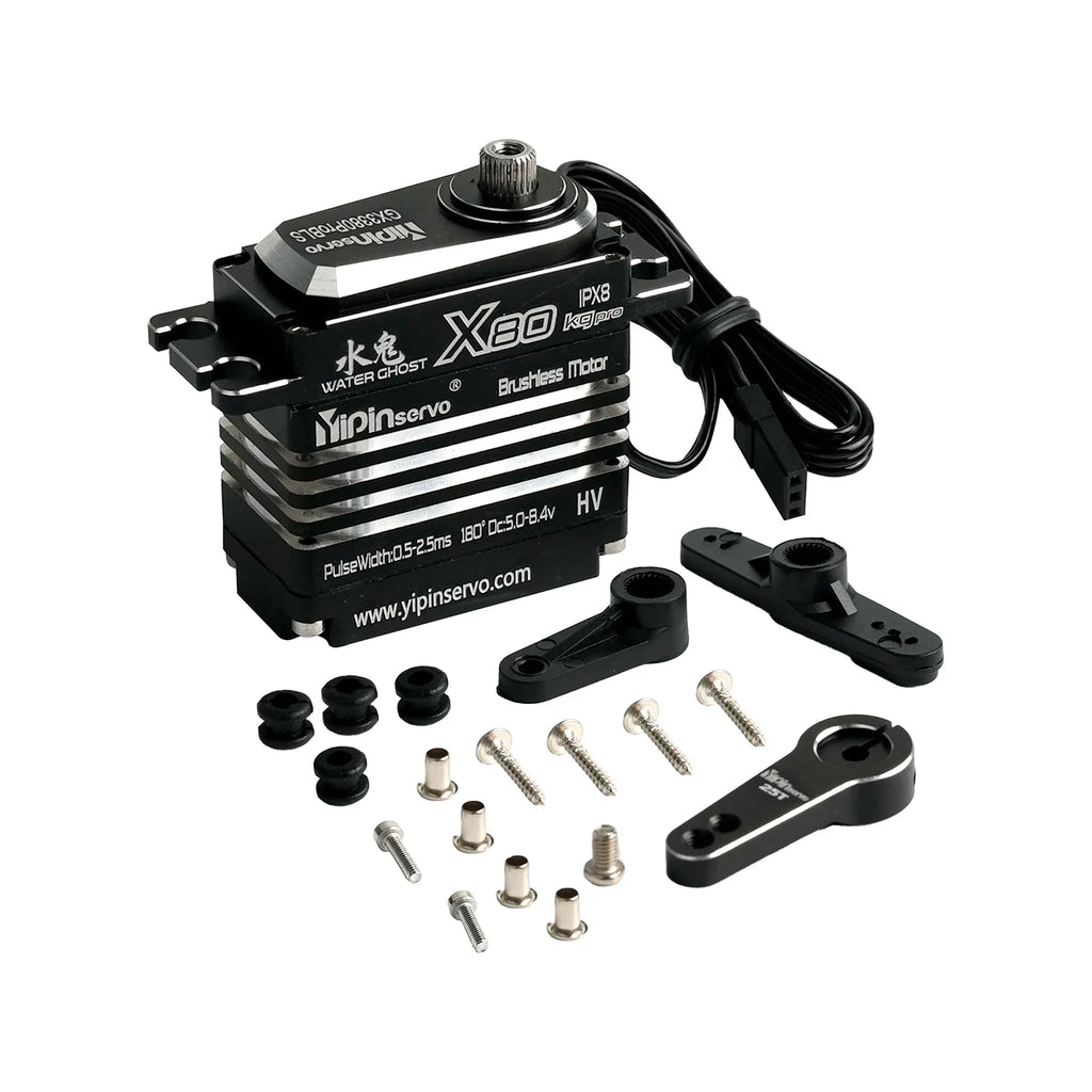 80KG Digital Servo All Metal IP67 Waterproof 5.0-8.4V Brushless Motor Steel Gear RC Model Car Industrial Grade Servo